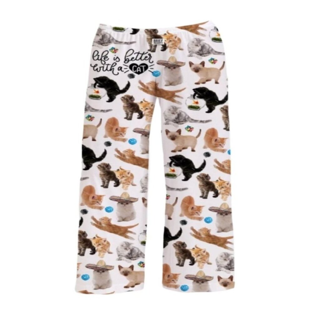 Brief Insanity Life Is Better With A Cat Lounge Pants Pajamas NEW Fast Ship